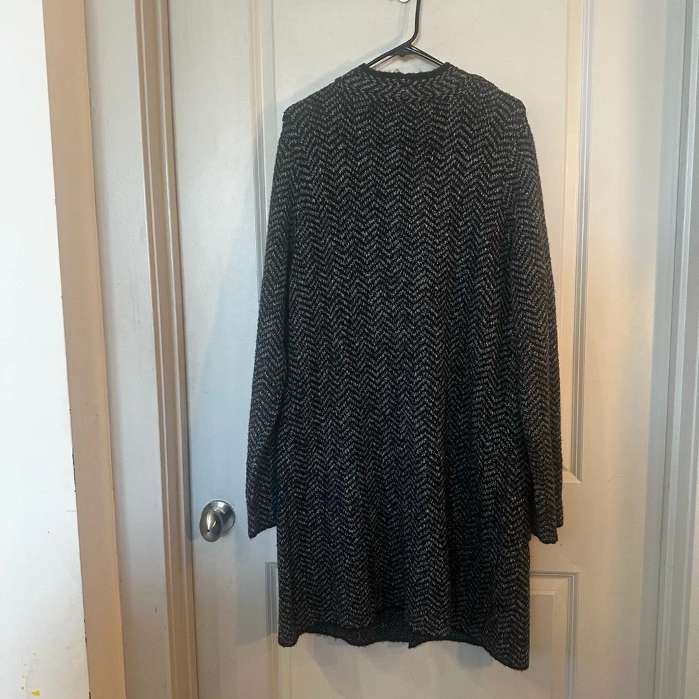 NEW Nine West Chevron Long Line Open Front Midi Cardigan, Size XXL